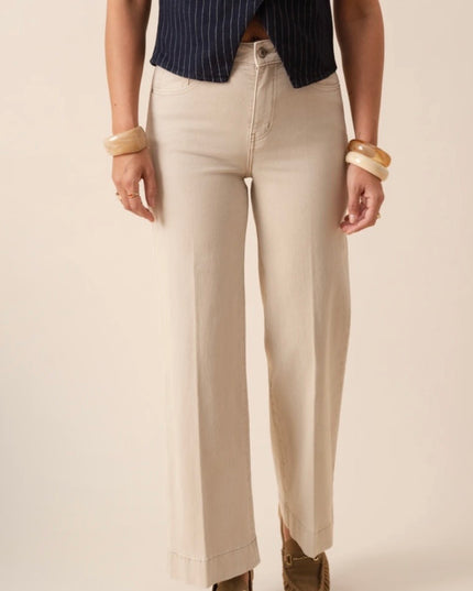 Vienna Wide Leg Jeans - Taupe