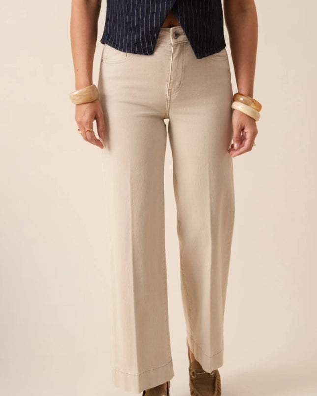 Vienna Wide Leg Jeans - Taupe
