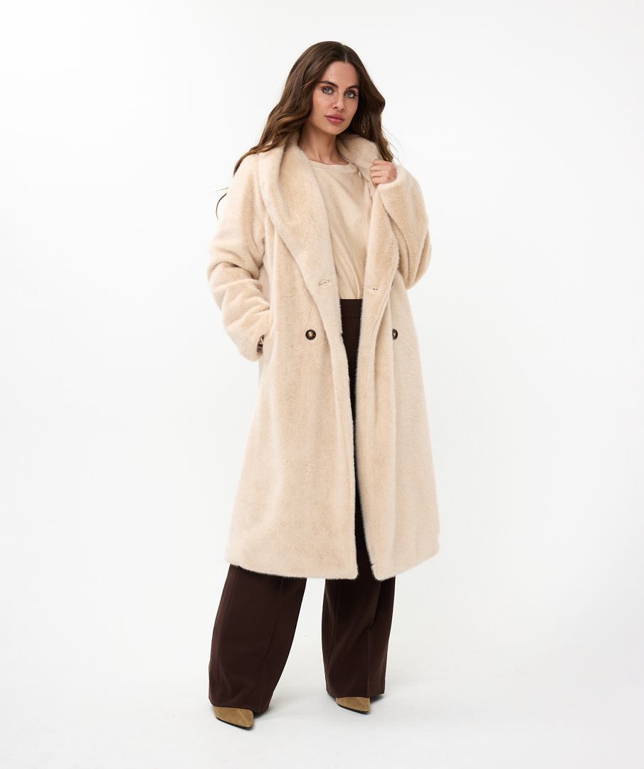 EsQualo - Longline Fur Jacket - Sand