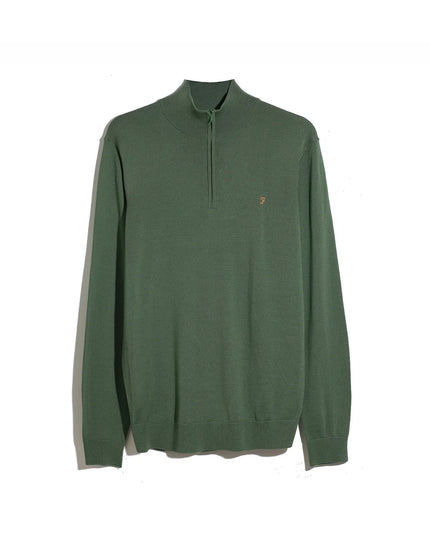 Merino Wool Quarter Zip Sweater In Rosemary