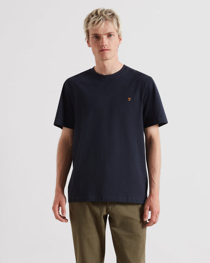 Danny Regular Fit Organic Cotton T-Shirt In True Navy