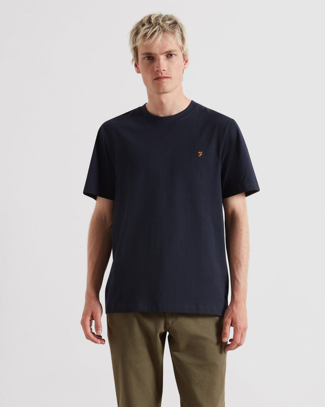 Danny Regular Fit Organic Cotton T-Shirt In True Navy