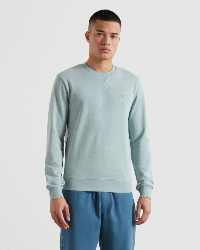 Tim Organic Cotton Crew Neck Sweatshirt In Green Mist Marl