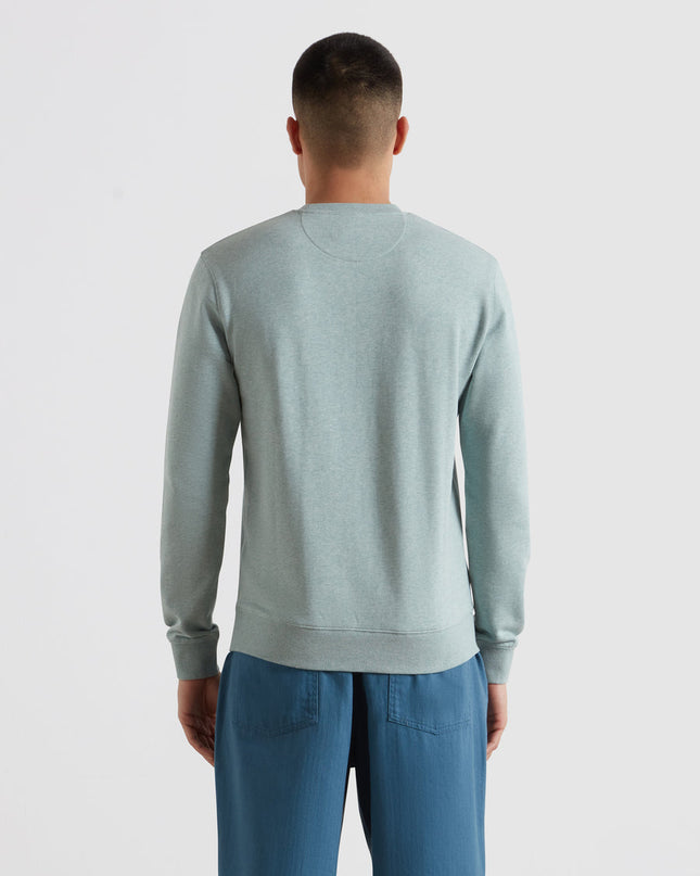 Tim Organic Cotton Crew Neck Sweatshirt In Green Mist Marl