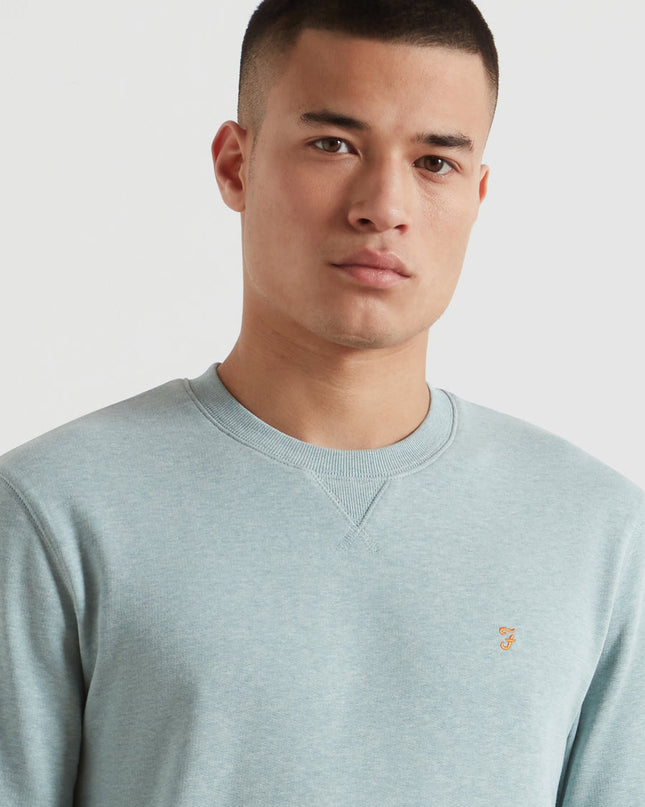 Tim Organic Cotton Crew Neck Sweatshirt In Green Mist Marl