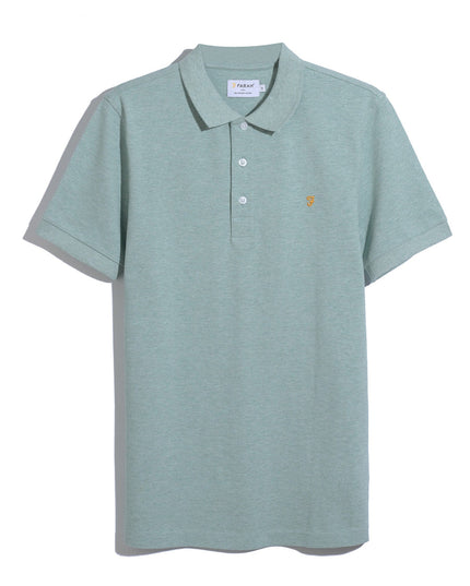 Blanes Organic Cotton Polo Shirt In Blue Green Mist Marl