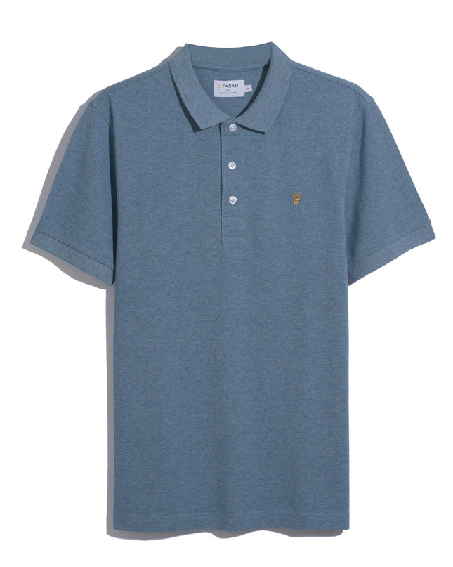 Blanes Organic Cotton Polo Shirt In Blue Tide Marl