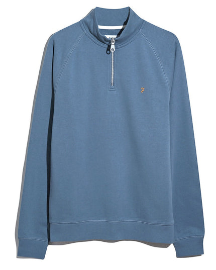 Arnold Organic Cotton Quarter Zip Sweatshirt In Icelandic Blue