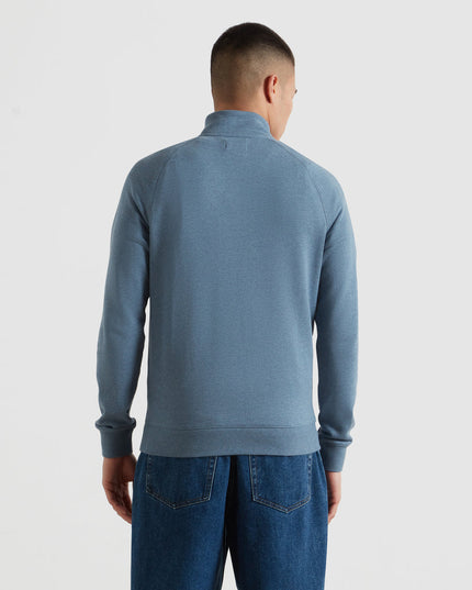 Arnold Organic Cotton Quarter Zip Sweatshirt In Icelandic Blue
