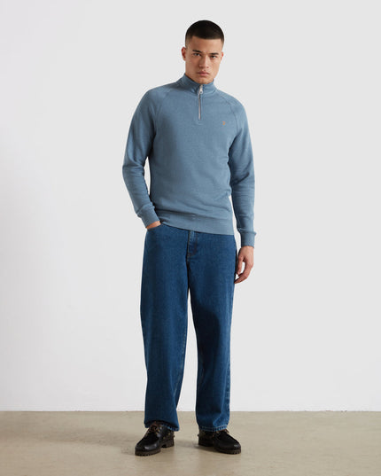 Arnold Organic Cotton Quarter Zip Sweatshirt In Icelandic Blue