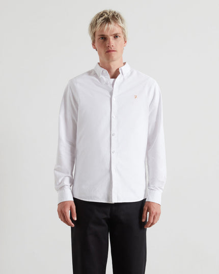 Slim Fit Organic Cotton Oxford Shirt In Farah White