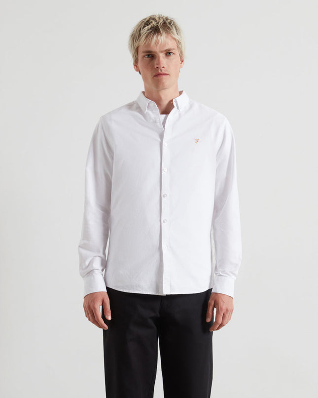 Slim Fit Organic Cotton Oxford Shirt In Farah White