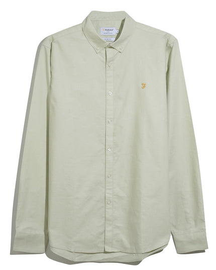 Farah Slim Fit Organic Cotton Oxford Shirt In Soft Green