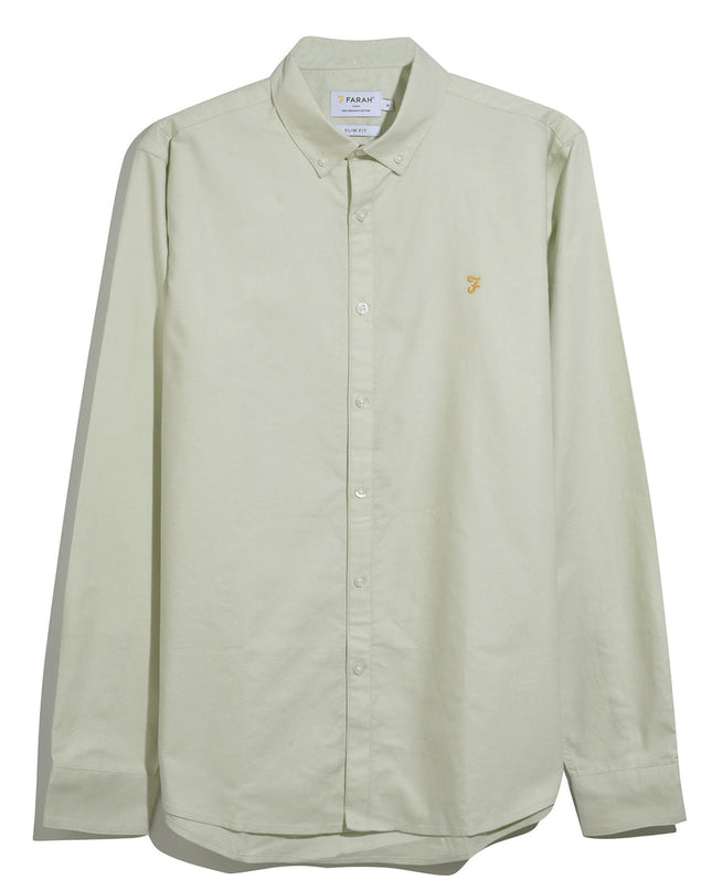 Farah Slim Fit Organic Cotton Oxford Shirt In Soft Green
