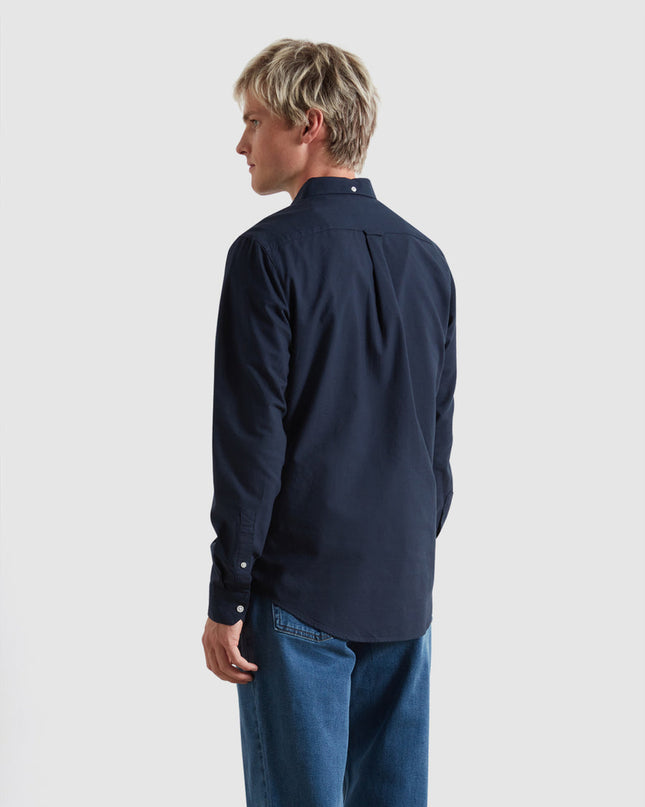 Slim Fit Organic Cotton Oxford Shirt In Farah Navy