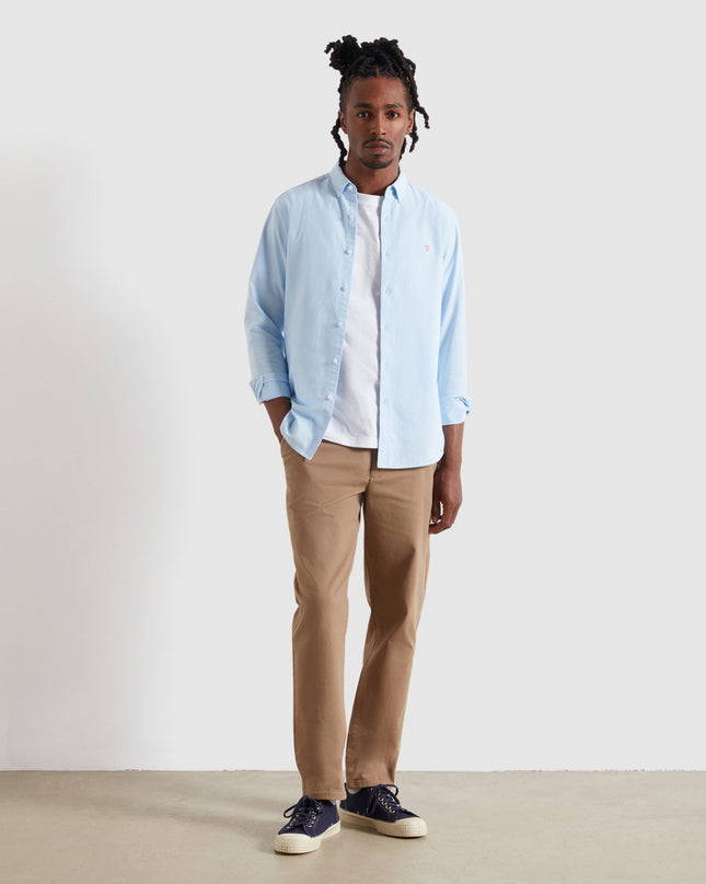 Slim Fit Organic Cotton Oxford Shirt In Farah Sky Blue