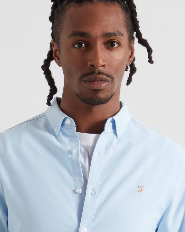 Slim Fit Organic Cotton Oxford Shirt In Farah Sky Blue
