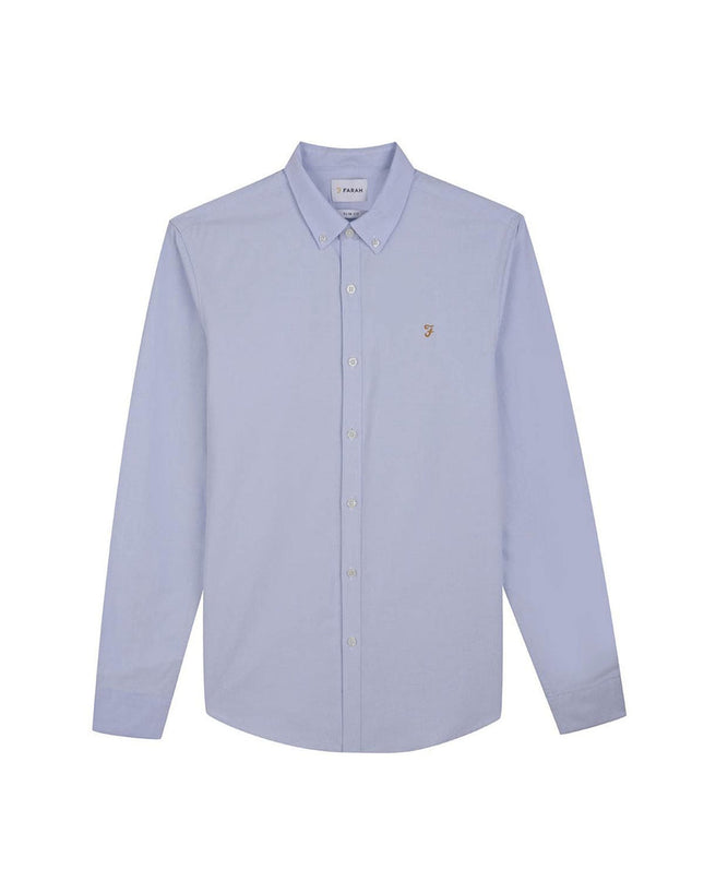 Slim Fit Organic Cotton Oxford Shirt In Farah Sky Blue