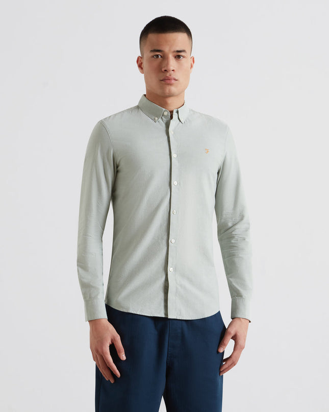 Slim Fit Organic Cotton Oxford Shirt In Farah Jade