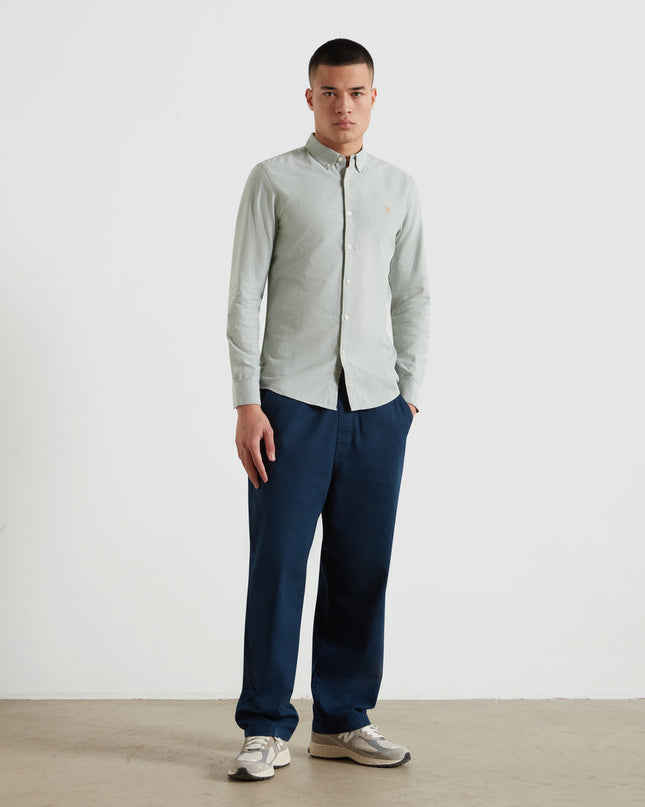 Slim Fit Organic Cotton Oxford Shirt In Farah Jade