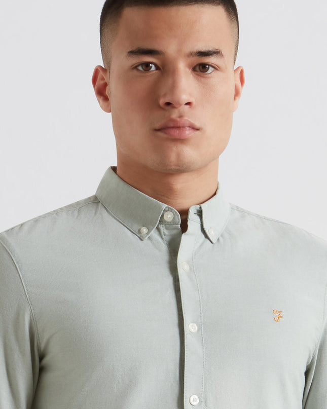 Slim Fit Organic Cotton Oxford Shirt In Farah Jade
