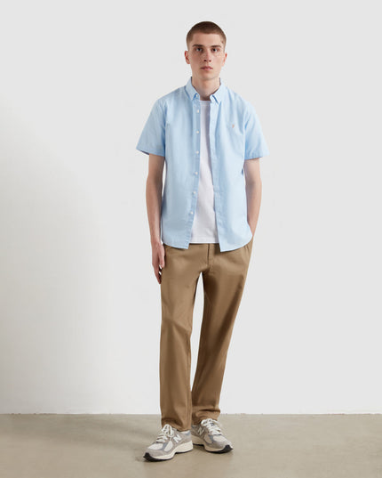 Farah Short Sleeve Oxford Shirt In Sky Blue