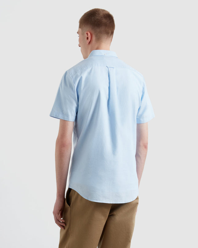 Farah Short Sleeve Oxford Shirt In Sky Blue