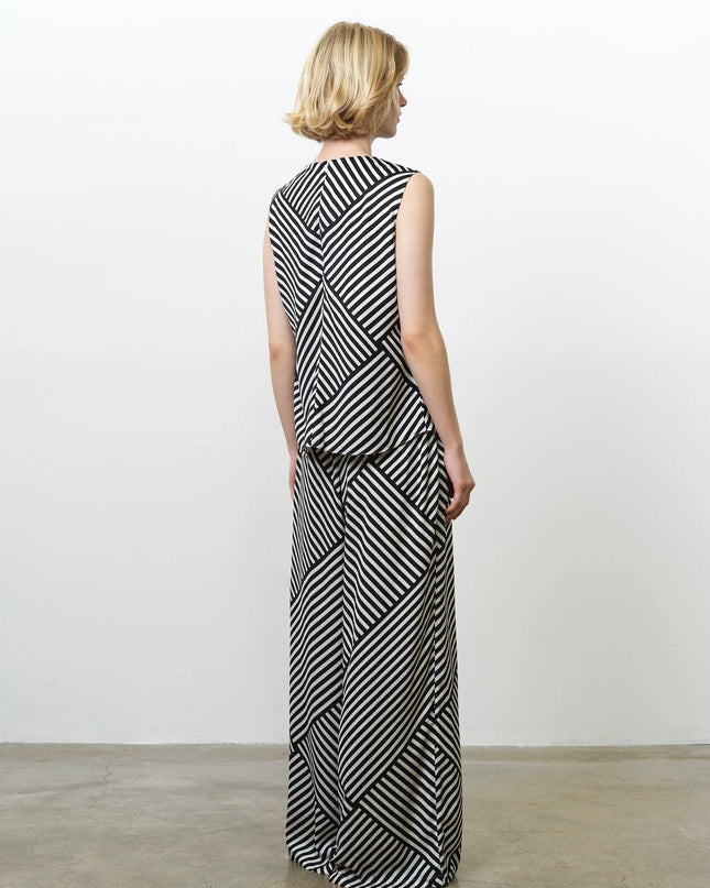 Striped Damasco Cowl Neck Tank