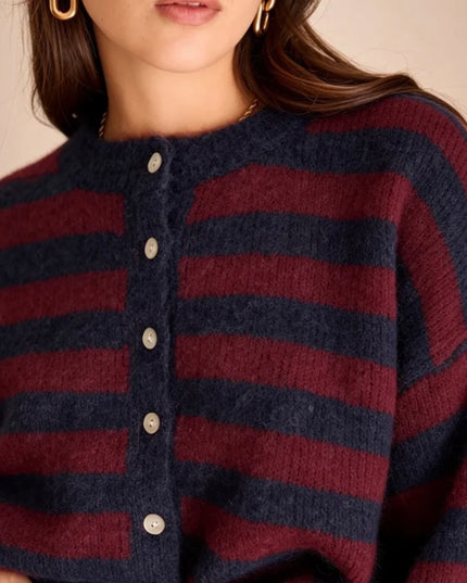 Emily Nautical Stripe Cardigan - Navy
