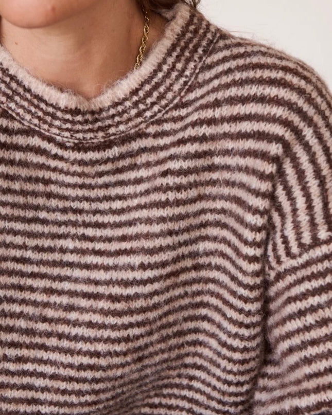 Angelina Fine Breton Sweater - Brown