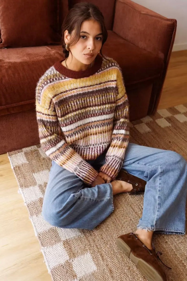 Rachel Retro Fluffy Mohair Jumper - Mustard