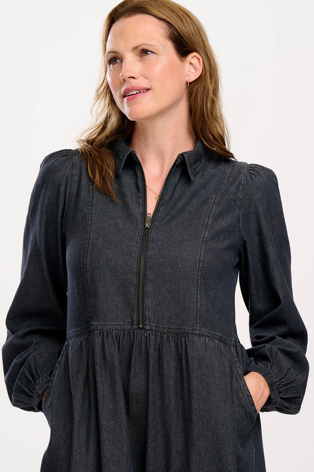 Sugarhill Brighton - Kirsty Midi Smock Dress - Washed Black