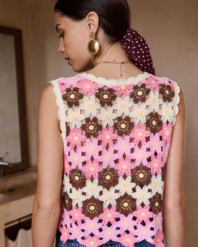 Lyla Floral Crochet Top - Pink Floral