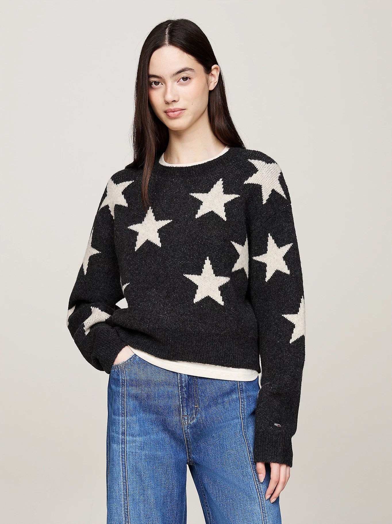 Star Knit Boxy Sweater - Black Mountain Startdust