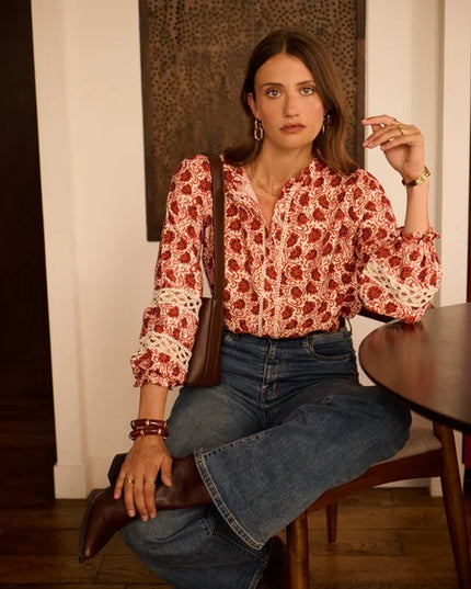 Rubie Floral Shirt - Terracotta