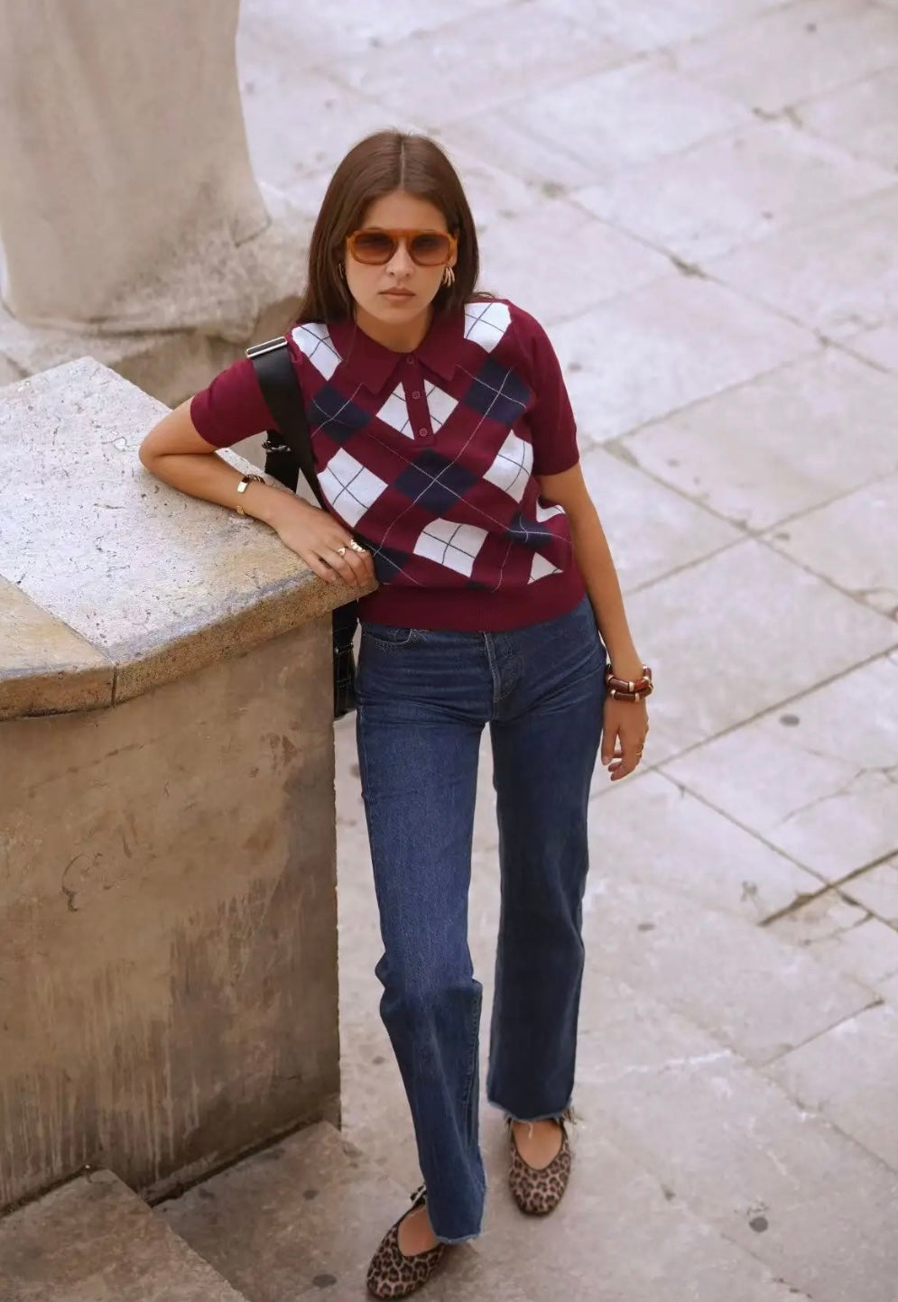 Sofía Plaid Sweater - Burgundy