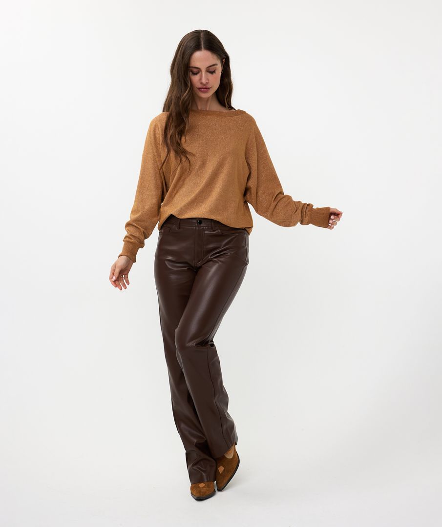 EsQualo - Lurex Batwing Sweater - Caramel