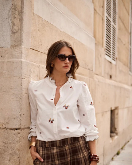 Jane Embroidered Blouse - White