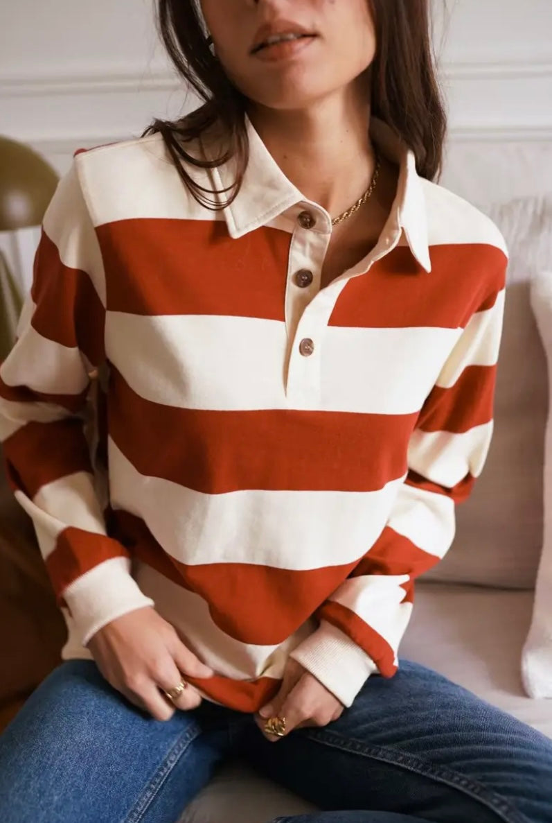 Amie Brick Red Rugby Shirt