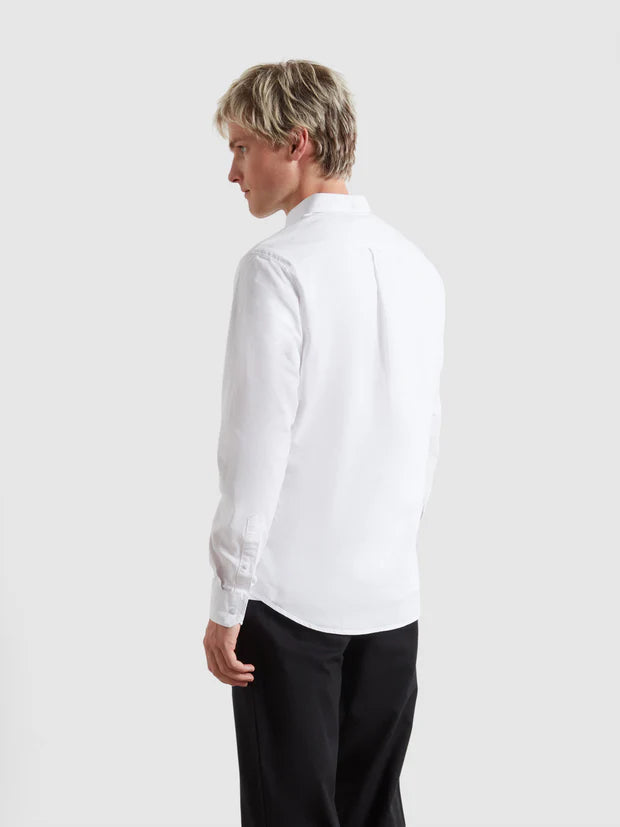 Brewer Slim Fit Organic Cotton Oxford Shirt In White
