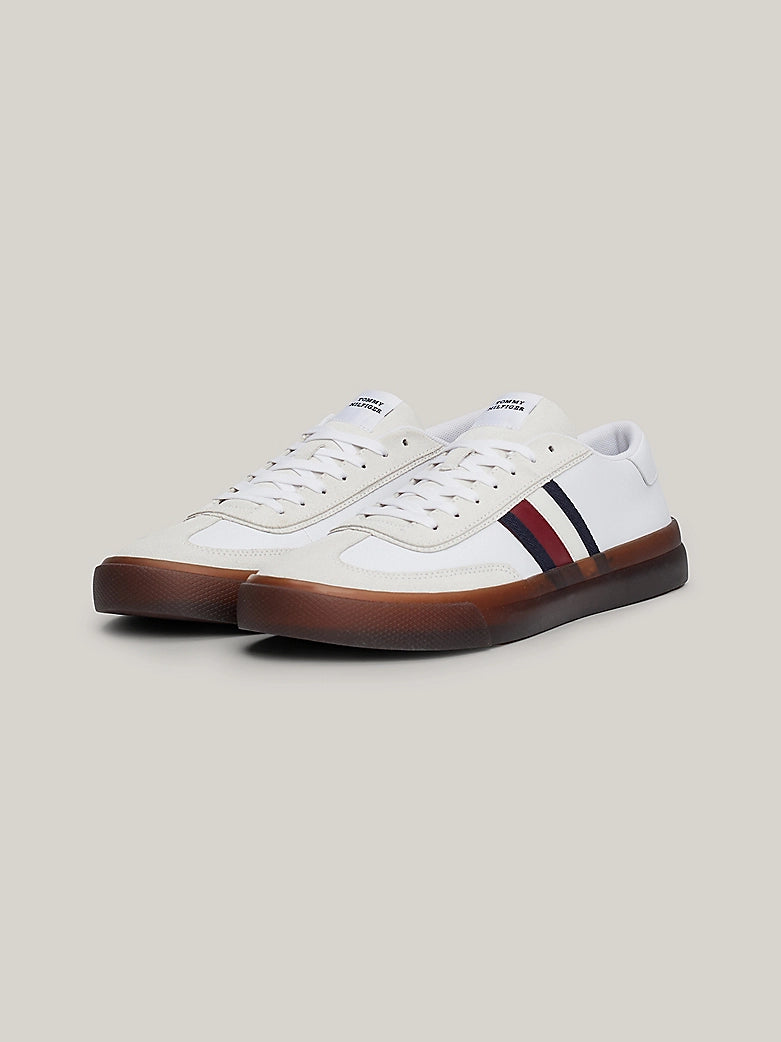 Tommy Jeans Leather Signature Tape Lace-Up Trainers - White