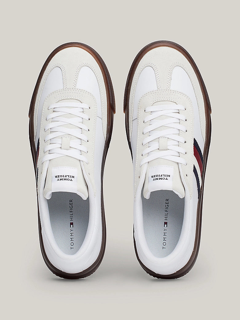 Tommy Jeans Leather Signature Tape Lace-Up Trainers - White