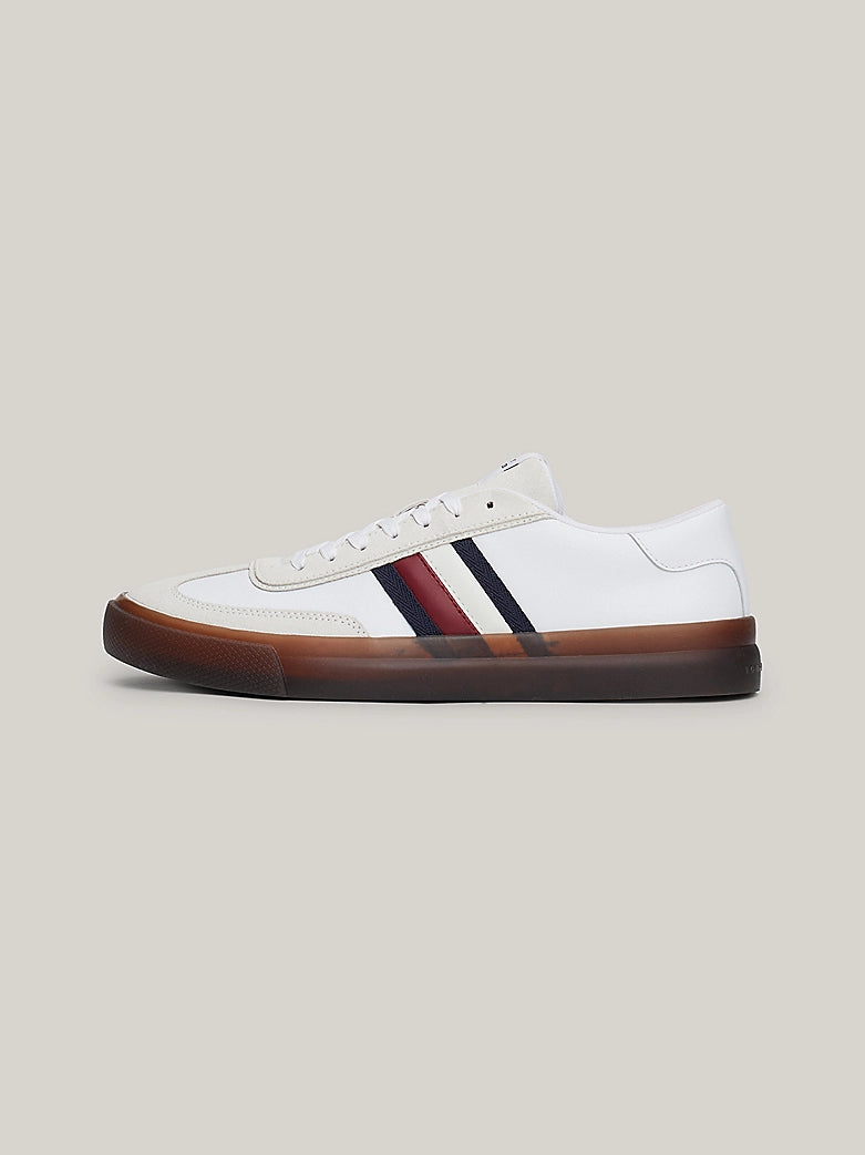 Tommy Jeans Leather Signature Tape Lace-Up Trainers - White