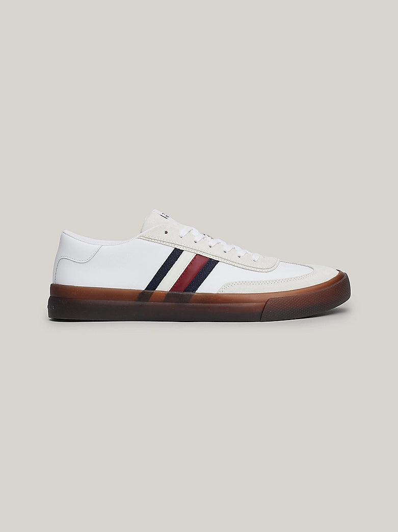 Tommy Jeans Leather Signature Tape Lace-Up Trainers - White