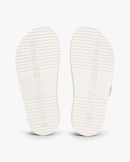 Double Strap Enamel Flag Lightweight Sandals - Soft Cream