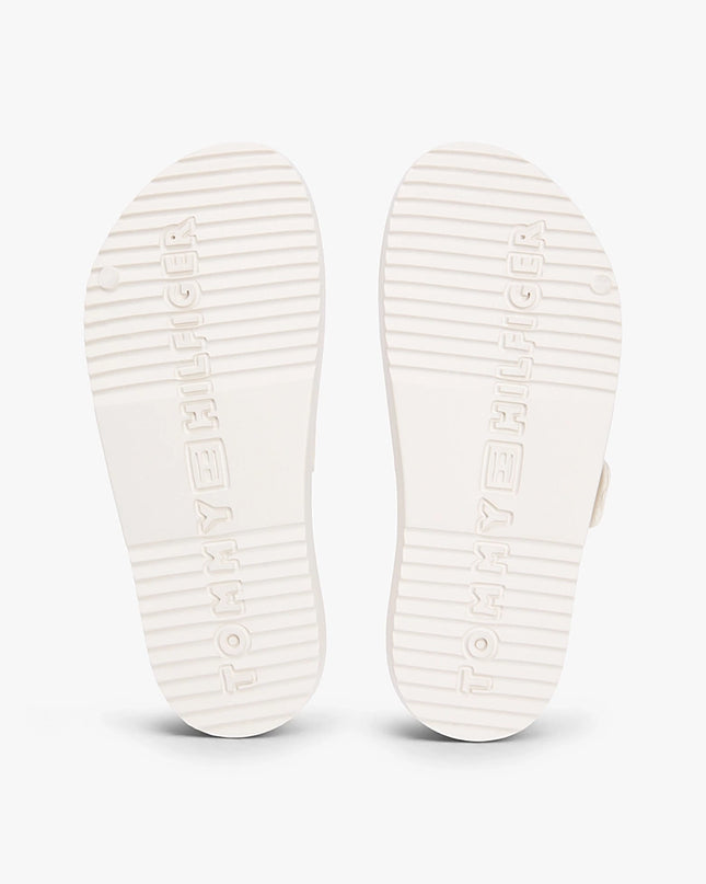 Double Strap Enamel Flag Lightweight Sandals - Soft Cream