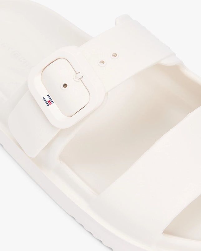 Double Strap Enamel Flag Lightweight Sandals - Soft Cream