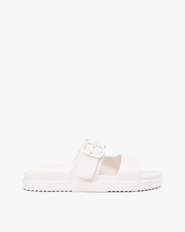 Double Strap Enamel Flag Lightweight Sandals - Soft Cream