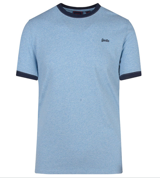 Superdry Organic Cotton Essential Logo Ringer T-Shirt - Halifax Blue Grit/Navy