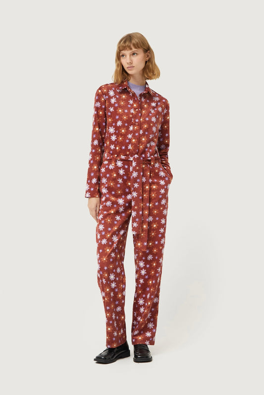 Compañia Fantastica - Needlecord Montana Floral Jumpsuit - Brown